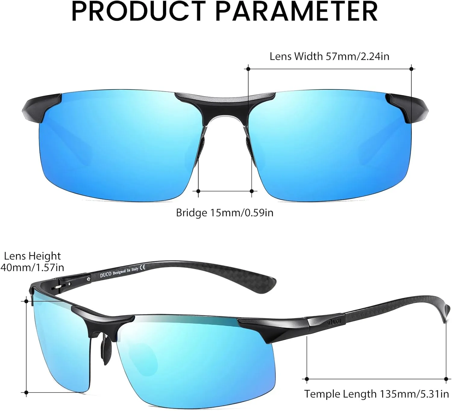 DUCO Mens Sunglasses Polarized Sports Fishing Running Driving Carbon Fiber Sunglasses for Men UV400 Protection DC8277