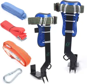 DYRABREST Tree Climbing Spike Set Safety Non-Slip Belt Straps Portable Adjustable Lanyard Carabiner for Hunting Observation Outdoor Picking Fruit Pick Trees Pole Hook
