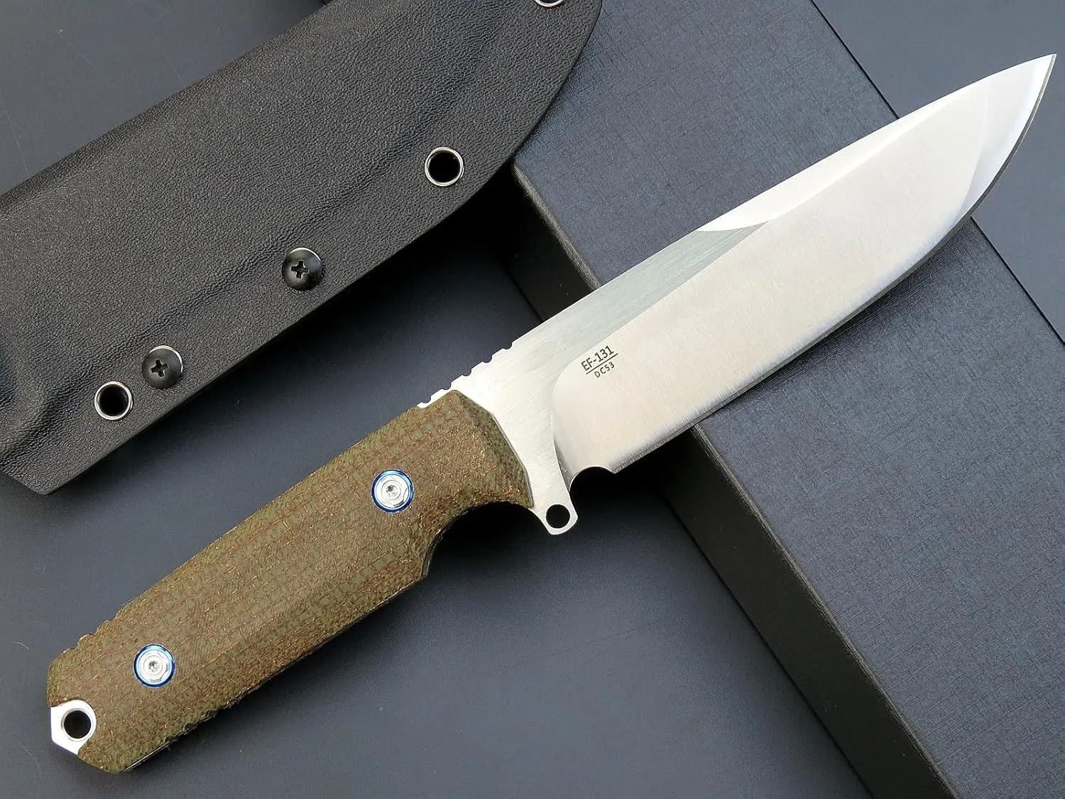 Eafengrow EF131 Fixed Blade Knife,DC53 Steel Blade,Micarta Handle Full Tang Fixed Knifes for Camping Hunting Bushcraft