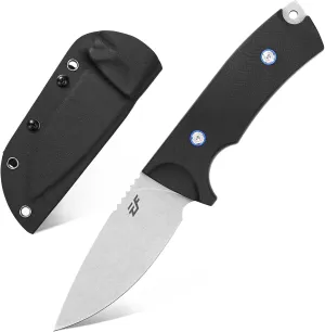 Eafengrow EF133 Fixed Blade Knife, DC53 Steel Blade,Two Tone G10 Handle Full Tang Compact Tough EDC Straight Knifes for Outdoor Working Camping Hiking(Black)
