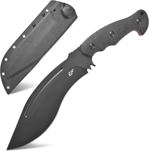 Eafengrow EF159 Fixed Blade Knife AUS-10 Steel Dog Leg shape Blade Micarta Handle Full Tang EDC Tool Straight Knifes for Outdoor Camping Hunting Bushcraft(Black)