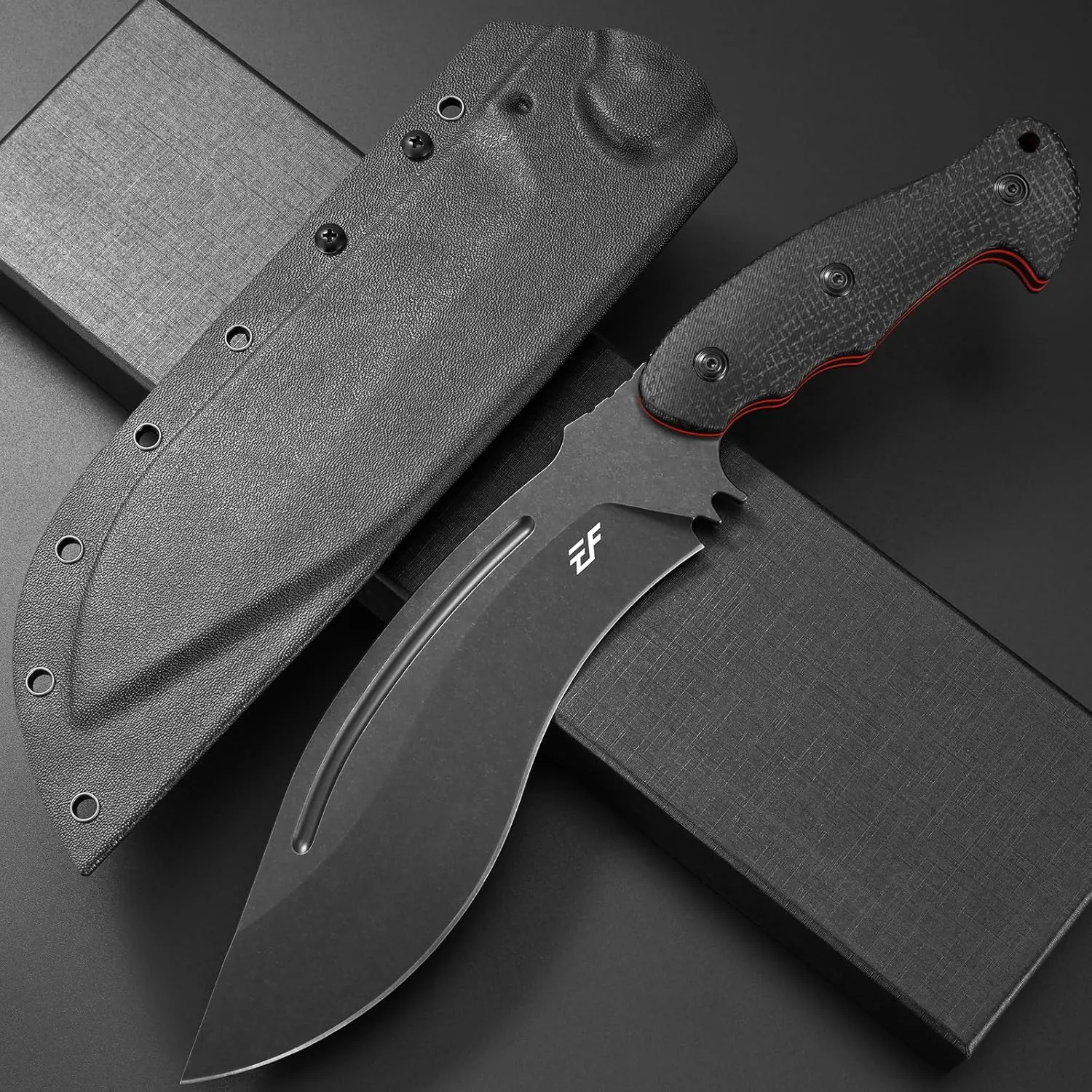 Eafengrow EF159 Fixed Blade Knife AUS-10 Steel Dog Leg shape Blade Micarta Handle Full Tang EDC Tool Straight Knifes for Outdoor Camping Hunting Bushcraft(Black)
