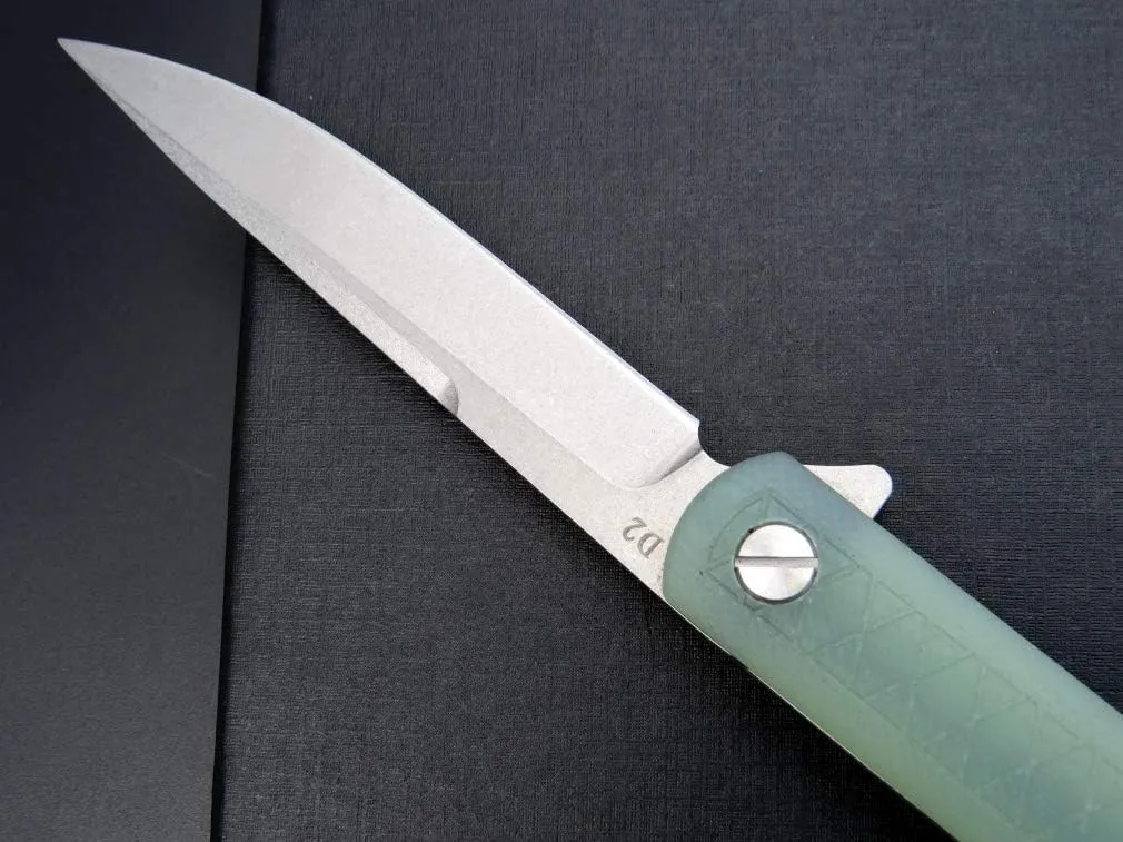 Eafengrow EF16 Folding Knife Flipper Ball Bearing Point D2 Blade G10 Handle with Pocket Clip Everday Carry Pocket Knife Liner Lock Camping Tactical Outdoor Multitool (Jade)