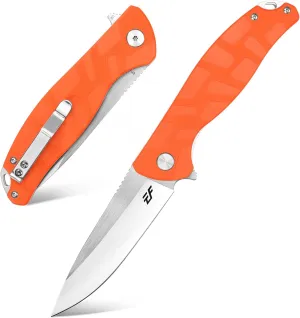 Eafengrow EF237 Folding Knife D2 Steel Blade G10 Handle Scales EDC Tool Knives for Outdoor Working Camping Hiking Fishing(orange)