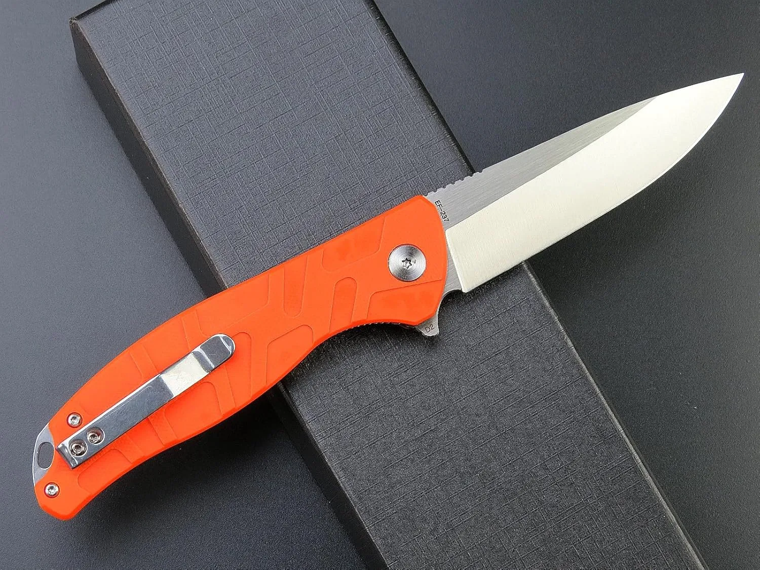 Eafengrow EF237 Folding Knife D2 Steel Blade G10 Handle Scales EDC Tool Knives for Outdoor Working Camping Hiking Fishing(orange)