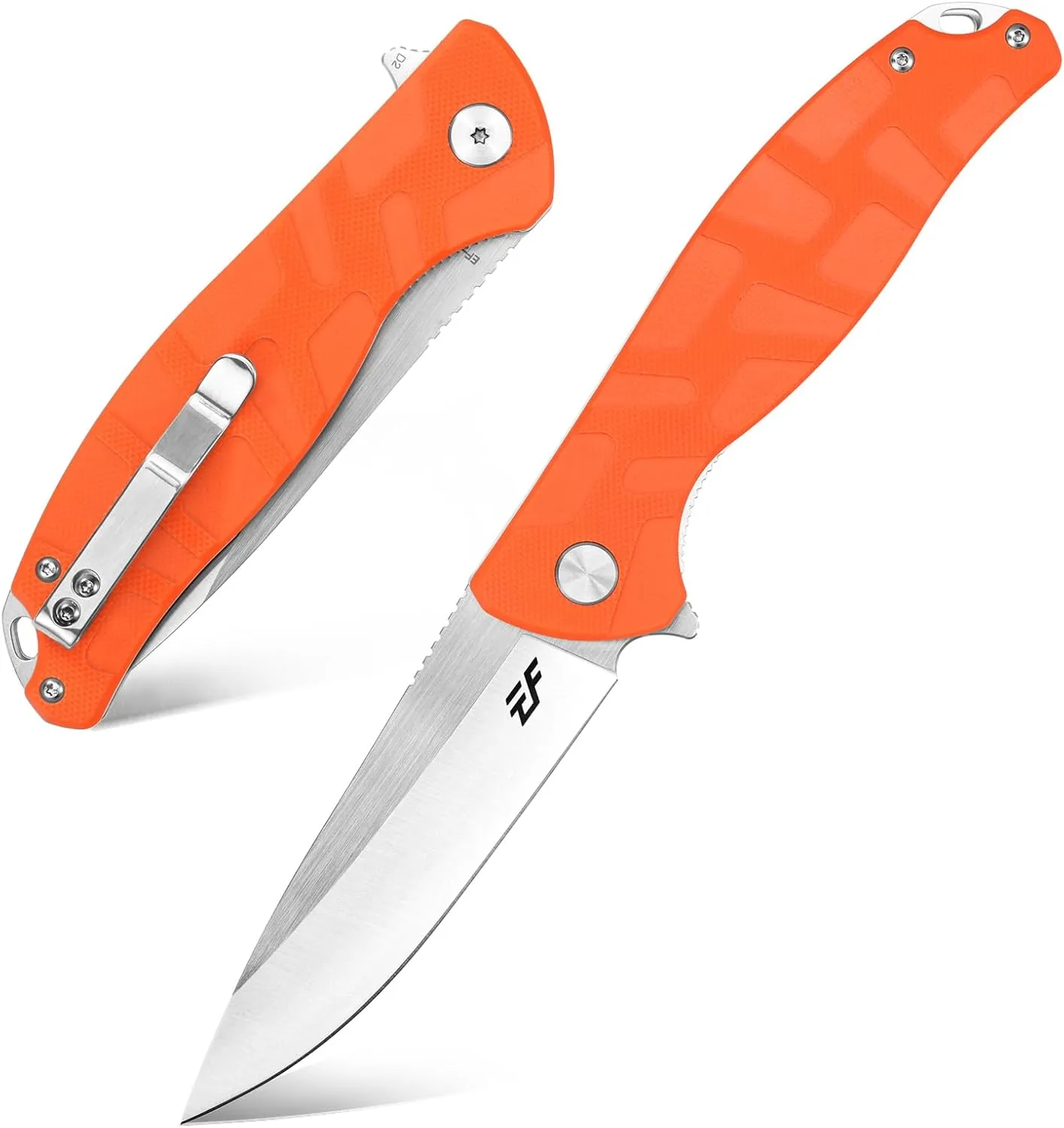 Eafengrow EF237 Folding Knife D2 Steel Blade G10 Handle Scales EDC Tool Knives for Outdoor Working Camping Hiking Fishing(orange)
