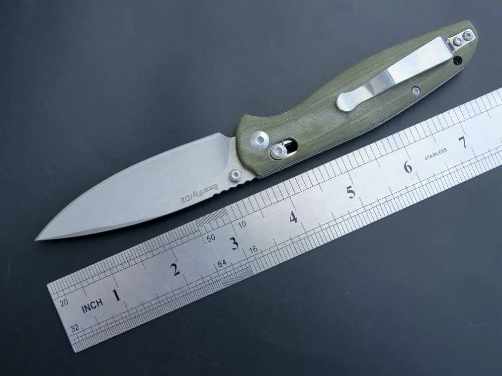 Eafengrow EF966 Folding Knife D2 Blade Micarta Handle with Pocket Clip EDC Tactical Knife thumb knobs Axis Lock EDC Multitool Knife (GREEN)