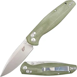 Eafengrow EF966 Folding Knife D2 Blade Micarta Handle with Pocket Clip EDC Tactical Knife thumb knobs Axis Lock EDC Multitool Knife (GREEN)
