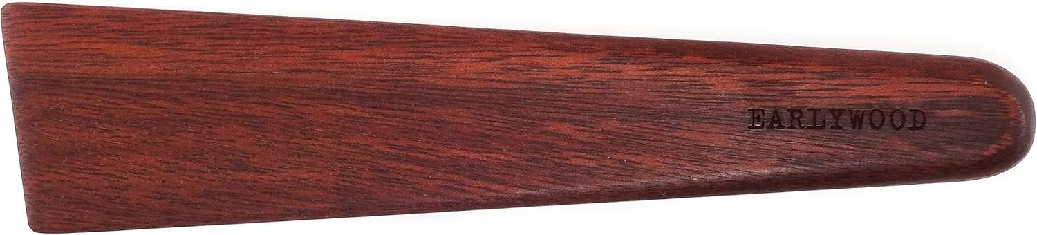 Earlywood 10 inch Handmade Wood Cooking Utensil for Kitchen, Multi-Purpose and Egg Turner, Cast Iron Scraper and Wood Saute Spatula - Made in USA - Bloodwood