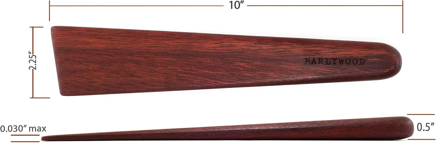 Earlywood 10 inch Handmade Wood Cooking Utensil for Kitchen, Multi-Purpose and Egg Turner, Cast Iron Scraper and Wood Saute Spatula - Made in USA - Bloodwood
