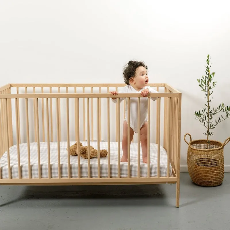 Eddy & Moss - Fitted Cot Sheet - Gingham Fog