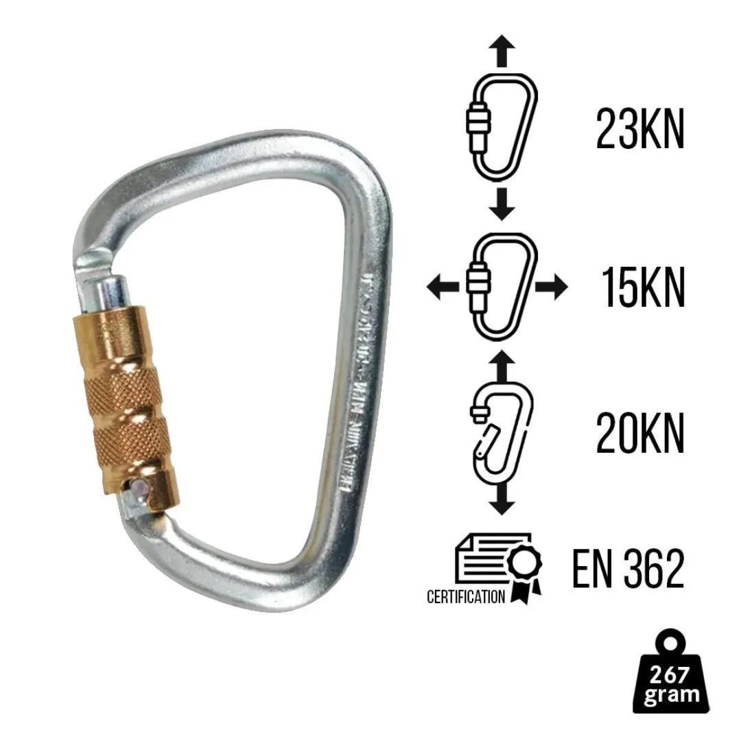EDELRID STEEL STRONG TRIPLE SILVER CARABINER
