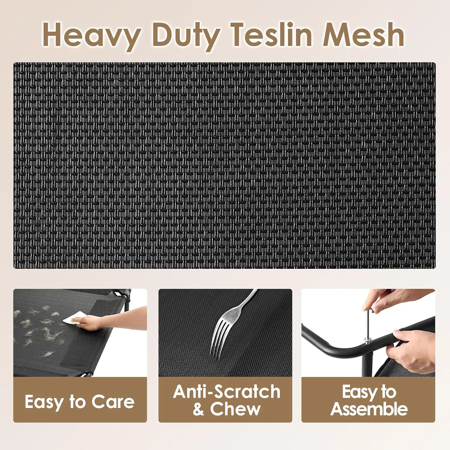 EHEYCIGA Elevated XL Dog Cot Bed, Raised Outdoor Dog Hammock for Extra Large XLarge Dogs, Lifted Pet Platform with Frame and Washable Waterproof Cooling Teslin Mesh and Anti-Slip Feet, 48x32 inch
