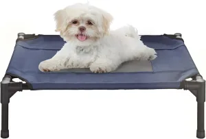 Elevated Dog Bed - 24.5x18.5-Inch Portable Pet Bed with Non-Slip Feet - Indoor/Outdoor Dog Cot or Puppy Bed for Pets up to 25lbs by PETMAKER (Blue)