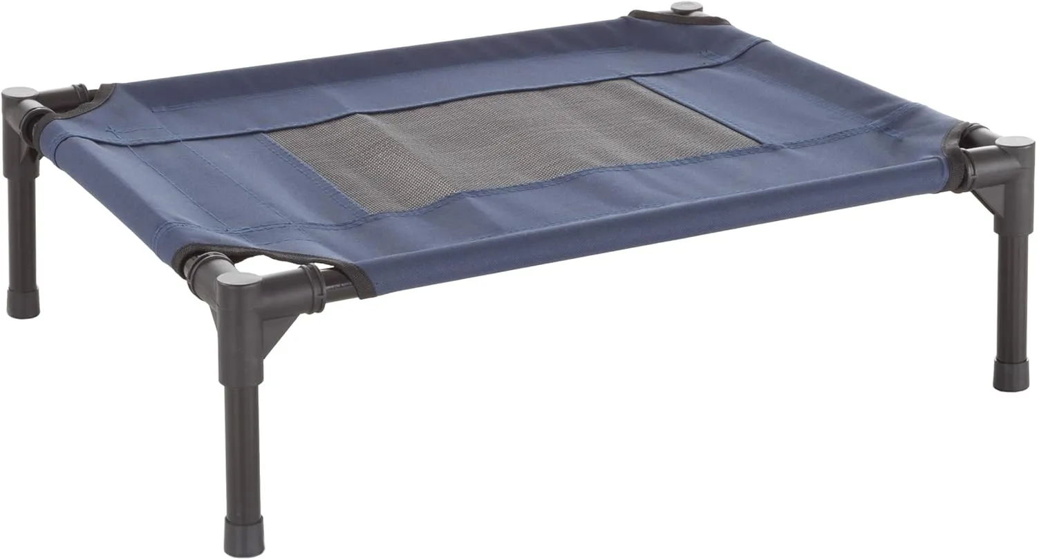 Elevated Dog Bed - 24.5x18.5-Inch Portable Pet Bed with Non-Slip Feet - Indoor/Outdoor Dog Cot or Puppy Bed for Pets up to 25lbs by PETMAKER (Blue)
