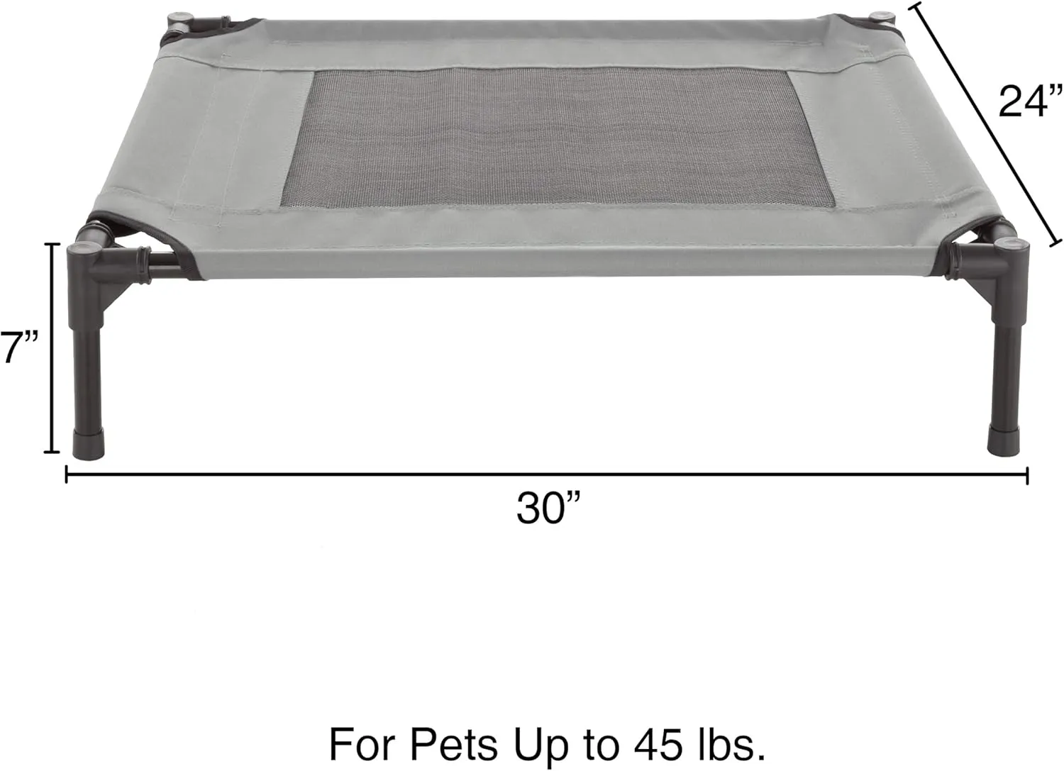 Elevated Dog Bed - 30x24-Inch Portable Pet Bed with Non-Slip Feet - Indoor/Outdoor Dog Bed or Puppy Cot for Pets up to 50lbs by PETMAKER (Gray)