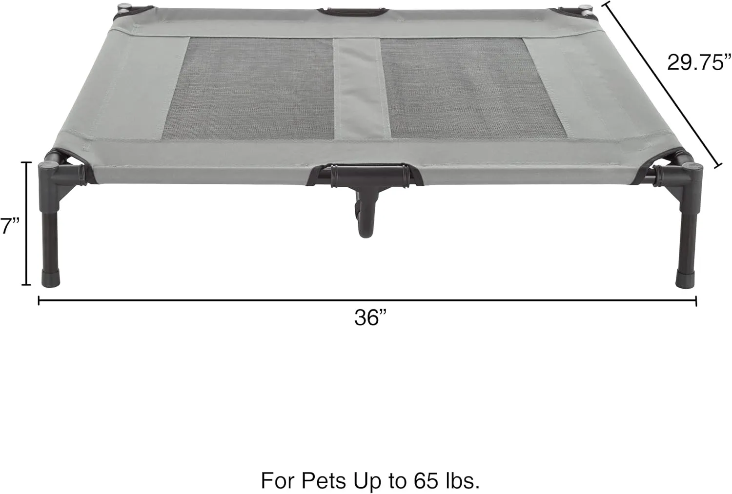 Elevated Dog Bed - 36x29.75-Inch Portable Pet Bed with Non-Slip Feet - Indoor/Outdoor Dog Cot or Puppy Mattress for Pets up to 80lbs by PETMAKER (Gray)