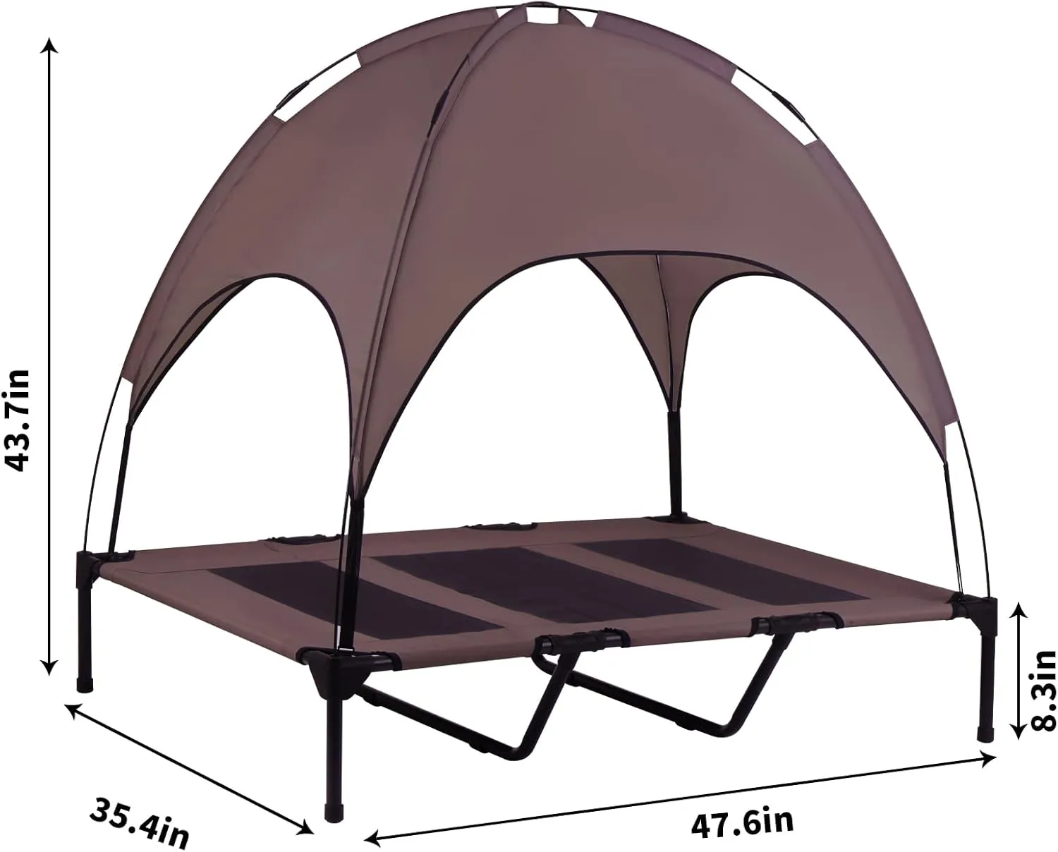 Elevated Dog Bed with Removable Canopy, 48-Inch Waterproof Raised Pet Cot, Portable Outdoor Dog Bed with Extra Carrying Bag, Cooling Dog Canopy for Large Dogs (Brown)