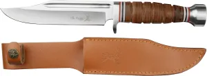 Elk Ridge - Fixed Blade Knife - 12-in Overall, 6.25-in Stainless Steel Blade, Full Tang Knife, Leather Wrapped Handle, Leather Sheath - Hunting, Camping, Survival
