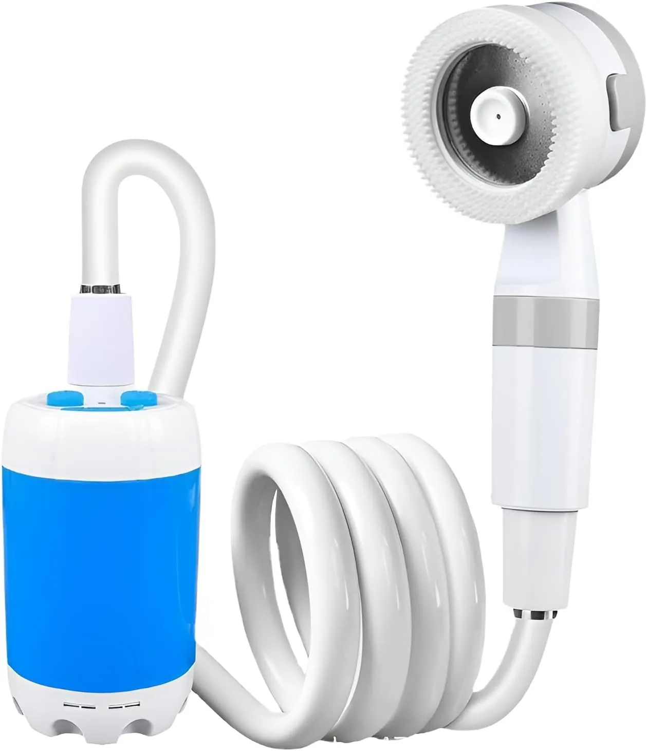 Ellniges]【Rechargeable Water Pump Portable Shower for Camping & Pets - 【60Min Runtime】 with Waterproof Design, 2 Modes & Silicone Massage | Flexible Mounting Bracket, Eco PVC Hose for Hiking/RV/Outdo