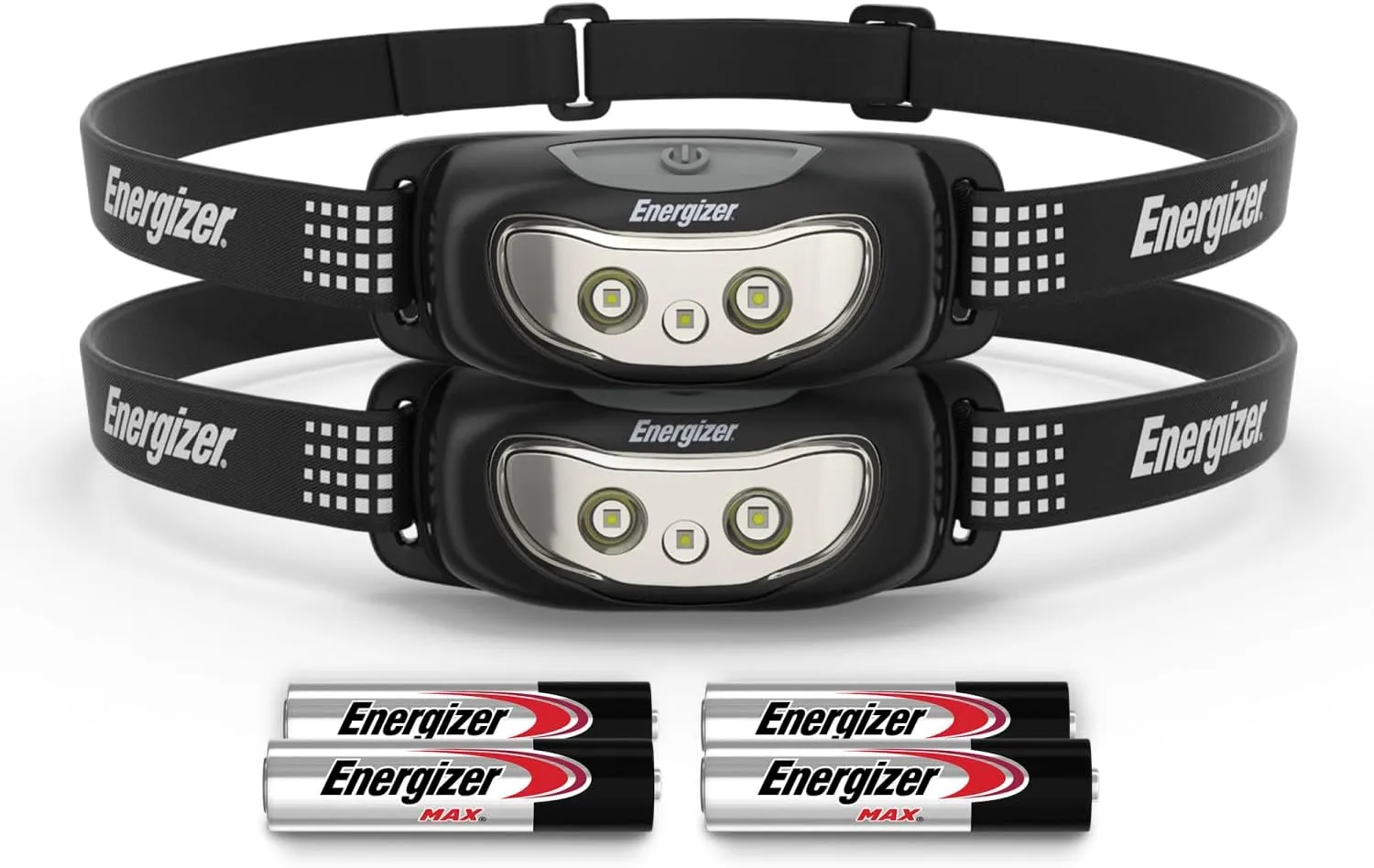 Energizer Universal  LED Headlamp (2-Pack), IPX4 Water Resistant Headlamps, Bright Head Light for Outdoors, Camping, Running, Storm, Survival LED Light for Emergencies (Batteries Included)