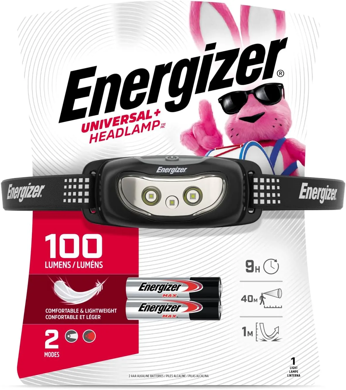 Energizer Universal  LED Headlamp (2-Pack), IPX4 Water Resistant Headlamps, Bright Head Light for Outdoors, Camping, Running, Storm, Survival LED Light for Emergencies (Batteries Included)