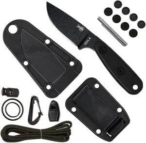 ESEE Knives Izula Fixed Blade Knife with Survival Kit, Handles, Sheath, & Clip Plate (Black)