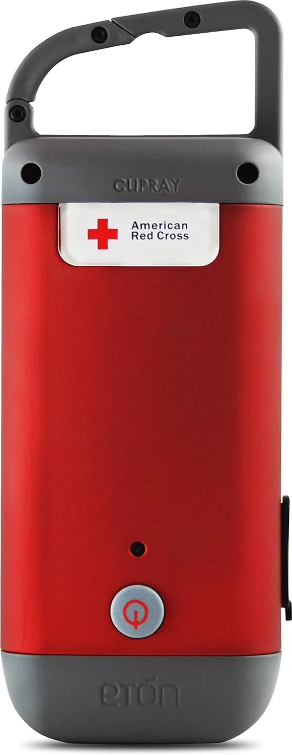 Eton - American Red Cross LED Flashlight Pack of 2, Clipray Crank-Powered Flashlight & Charger Pack of 2