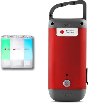 Eton - American Red Cross LED Flashlight Pack of 2, Clipray Crank-Powered Flashlight & Charger Pack of 2