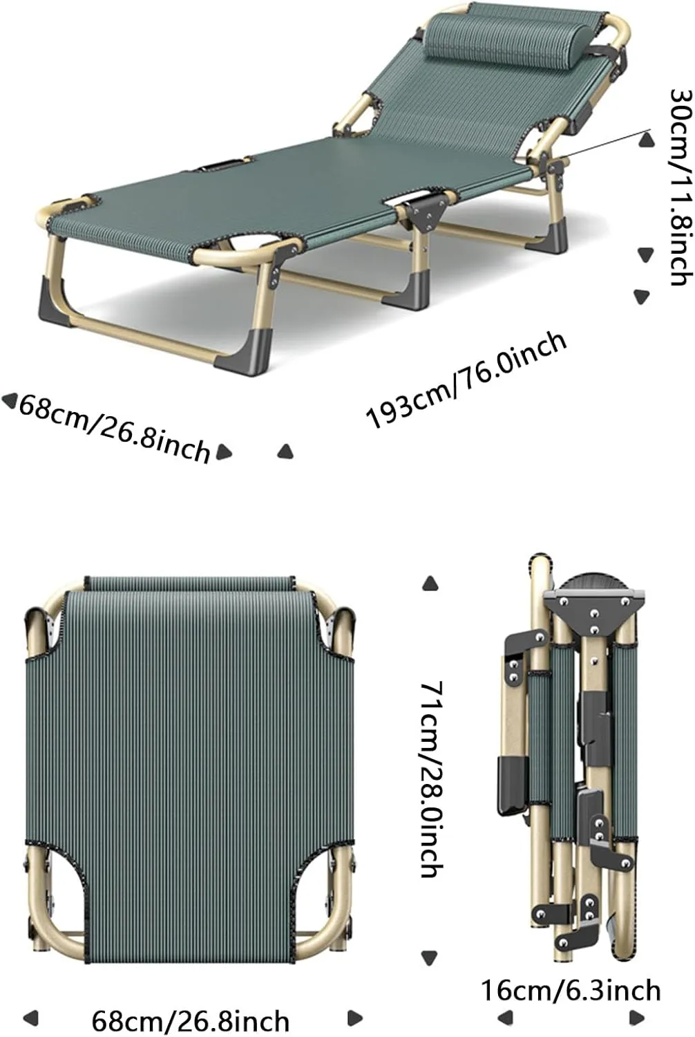 Extra Wide Camping Cot, 5-Position Folding Sleeping Cots for Adults, Outdoor Reclining Zero Gravity Chair with Pillow, Portable Camping Bed Cot for Beach Lawn Pool Sun Tanning,Black Tube b