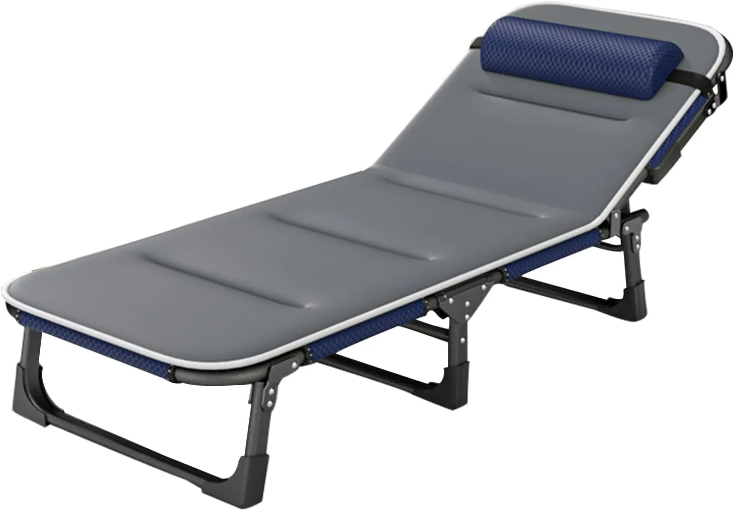 Extra Wide Camping Cot, 5-Position Folding Sleeping Cots for Adults, Outdoor Reclining Zero Gravity Chair with Pillow, Portable Camping Bed Cot for Beach Lawn Pool Sun Tanning,Black Tube b