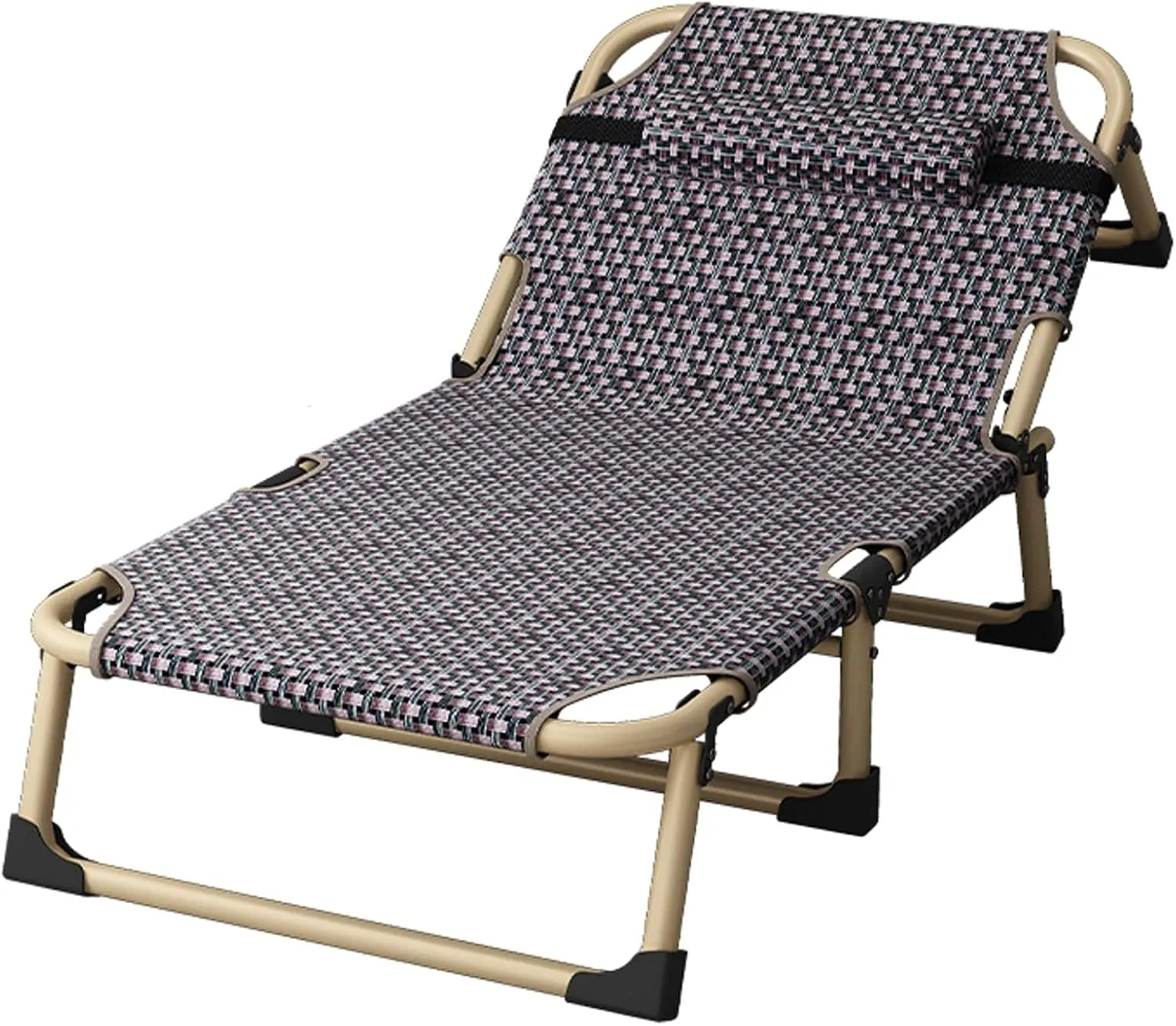 Extra Wide Camping Cot for Adults, Folding Reclining Chair with Pillow Portable Guest Bed for Sleeping Multi Use Fold Up Bed with Adjustable 4-Positions for Home, Office Bedroo