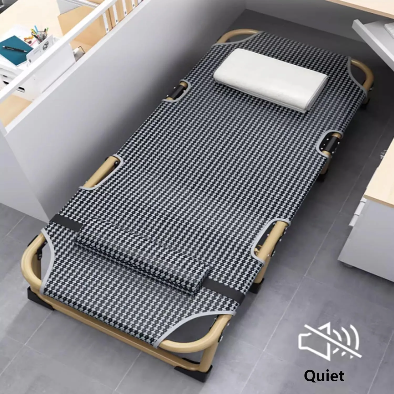 Extra Wide Camping Cot for Adults, Folding Reclining Chair with Pillow Portable Guest Bed for Sleeping Multi Use Fold Up Bed with Adjustable 4-Positions for Home, Office Bedroo