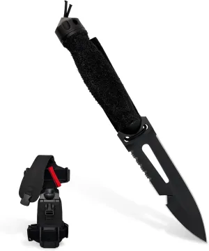 Extrema Ratio – Ultramarine with Asola (BLACK), Fixed Blade Knife, Böhler N690 steel hardened to 58 HRC, burnished blade finish, full tang, slot for lanyard or safety cord, dive-ready sheath