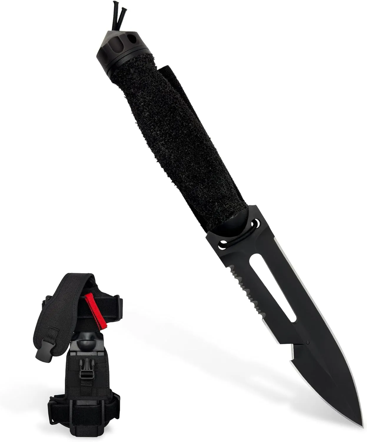 Extrema Ratio – Ultramarine with Asola (BLACK), Fixed Blade Knife, Böhler N690 steel hardened to 58 HRC, burnished blade finish, full tang, slot for lanyard or safety cord, dive-ready sheath