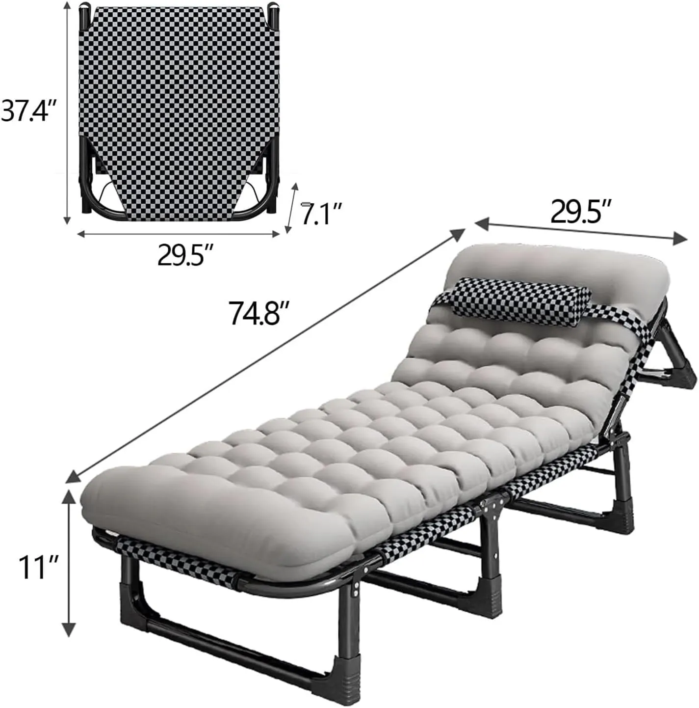 EYPKPL cots for Sleeping Camping Cots 4 Adjustment Levels Camping Cots for Adults Removable Mattress Cots for Camping Load 551lb Foldable Camping Cot Stretching Freely