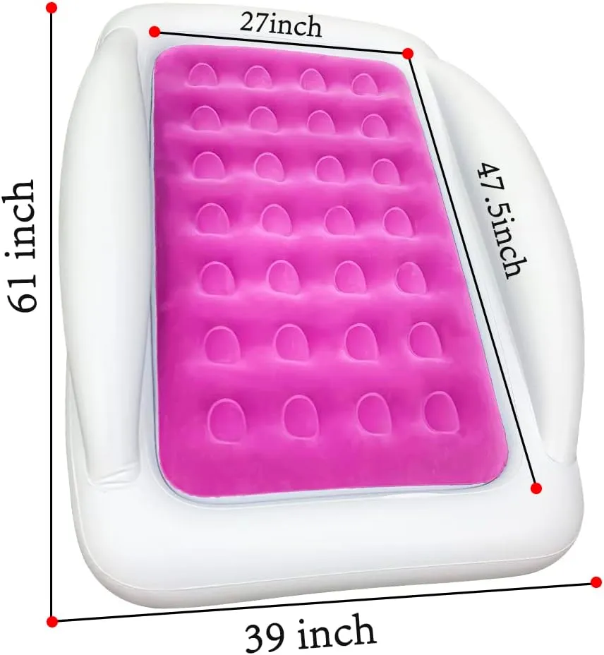 Fahuac Inflatable Kids Travel Bed Toddler Air Mattress Set,Portable Blow Up Mattress Sleeping Bed Cot with Bed Rails and Electric Pump Ideal for Road Trip