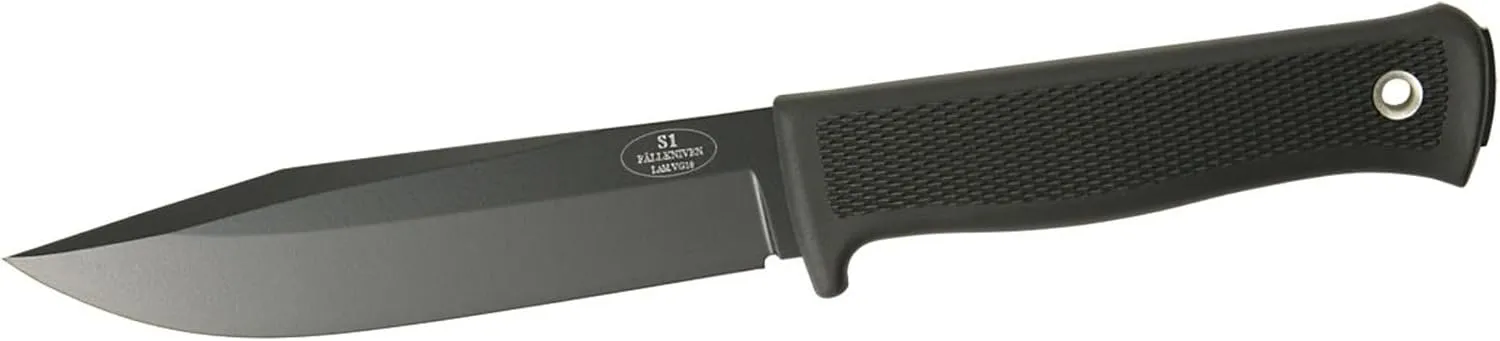 Fallkniven 9001753 S1bL Fine Edge Fixed Blade with Leather Sheath, Black
