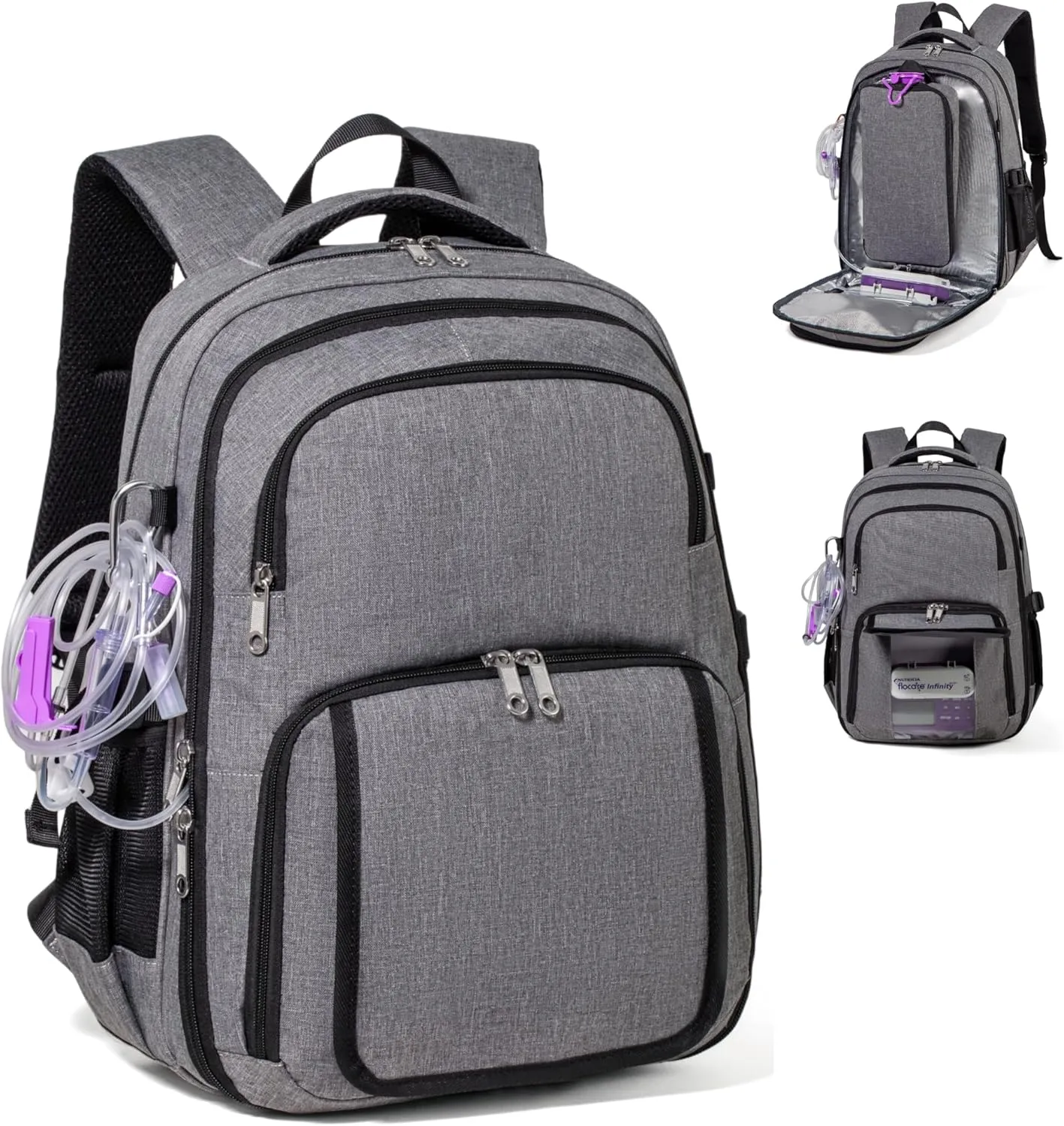 Feeding Tube Backpack for G J GJ Tube G tube Accessories Supplies Backpack for Enteral Feeding Pump Bags Fits 500ml to 1000ml for Adults (Grey2)