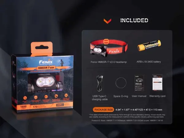 Fenix HM65R-T V2.0 1600 Lumens USB Rechargeable LED Headlamp
