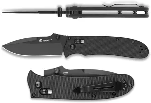 Firebird GANZO G704B-BK Pocket Folding Knife 440C Stainless Steel Black Blade G-10 Anti-Slip Handle with Clip Hunting Fishing Camping Folder Outdoor EDC Knife (Black)