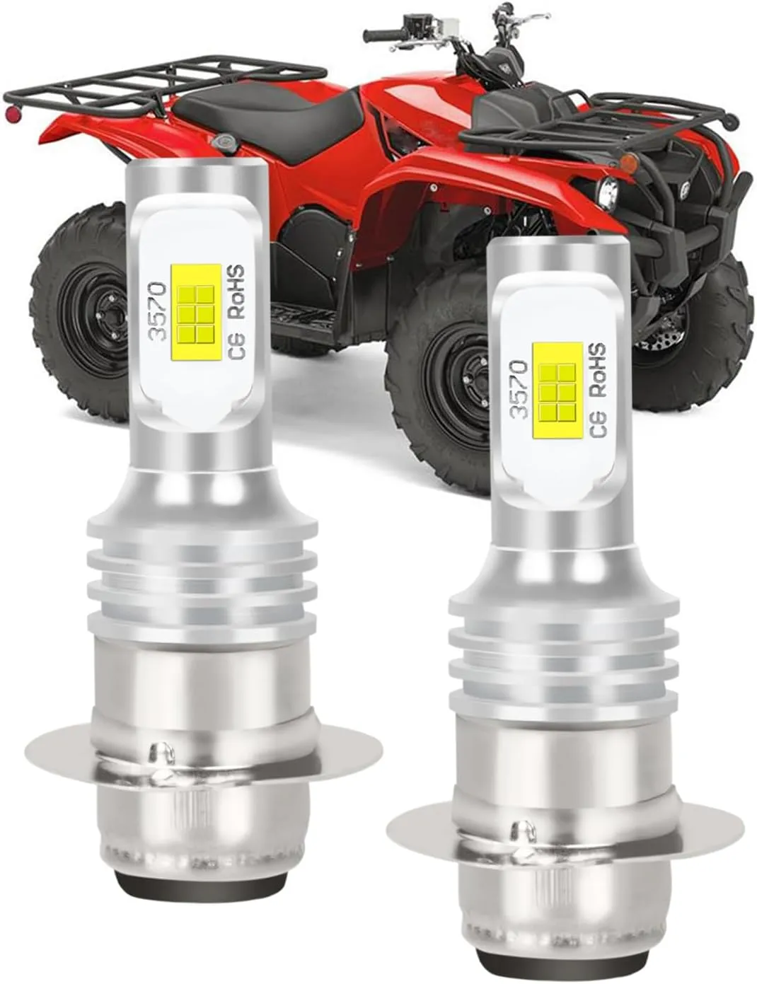 FIT FOR Yamaha Kodiak 400 2000-2004/450 2003-2005,H6M/P15D Light Bulbs,6000K 2000LM 30W Fog Light Bulbs,Mini Size Super Bright Headlamp,Mini Size,IP68,2PCS