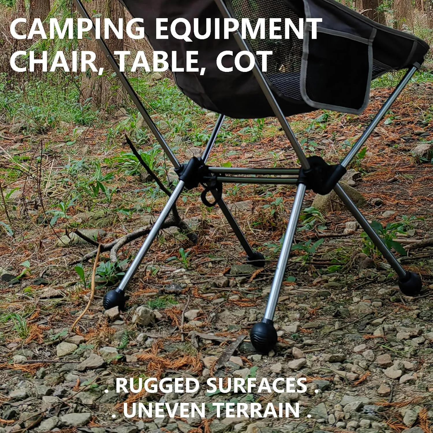 Fits 18mm Legs Camping Chair Anti Sink Rubber Ball Feet Anti Slipery Set of 4 Outdoor Chair Leg Cap Fishing Hiking Uneven Floor Portable with A Mesh Sport Bag
