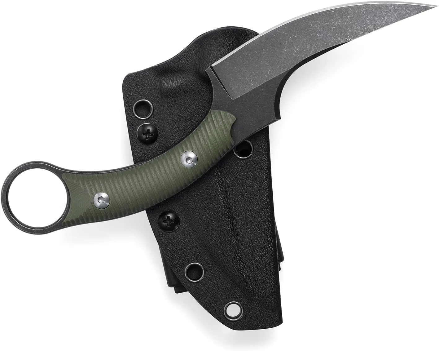 Fixed Blade Knife, D2 Steel Blade and G10 Handle, Utility Claw Knife EDC for Outdoor Survival Hiking Camping with Kydex Sheath OK1220 (Green)