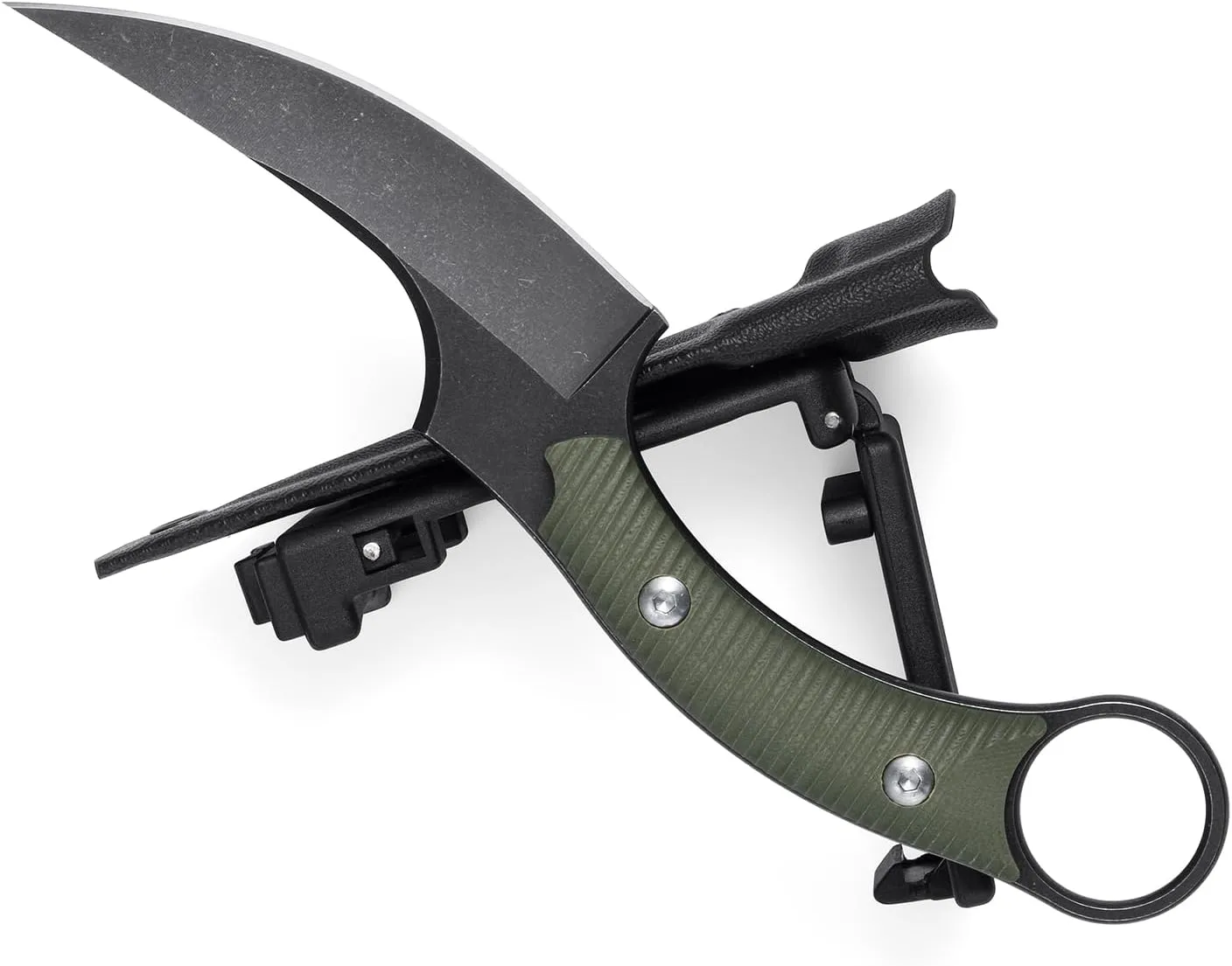 Fixed Blade Knife, D2 Steel Blade and G10 Handle, Utility Claw Knife EDC for Outdoor Survival Hiking Camping with Kydex Sheath OK1220 (Green)