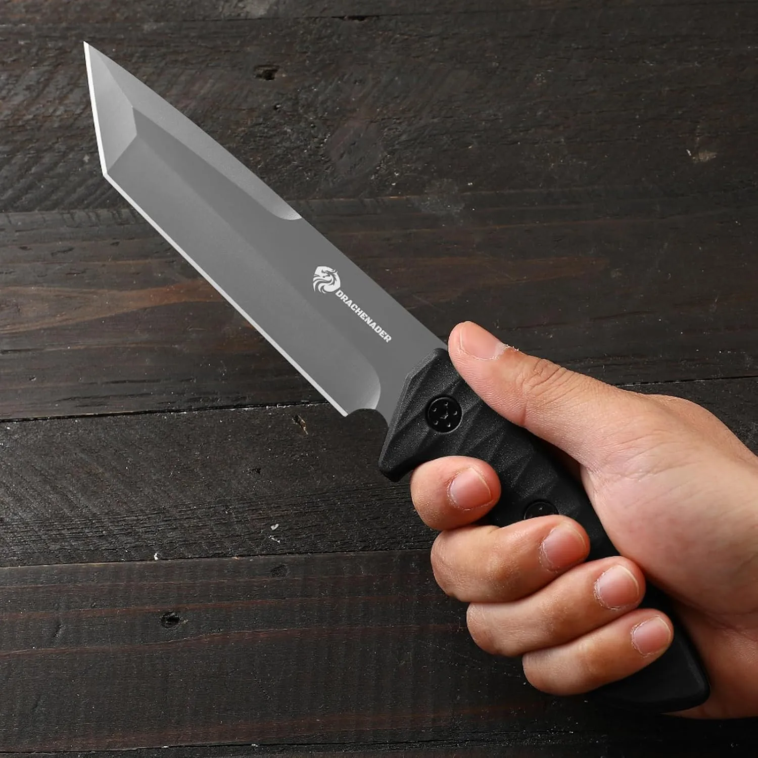 Fixed Blade Knife, Tanto Knife Fixed Blade with Sheath Tactical Sharp Full Tang Outdoor Survival, Versatile for Horizontal, Scout Carry and Vertical Carry