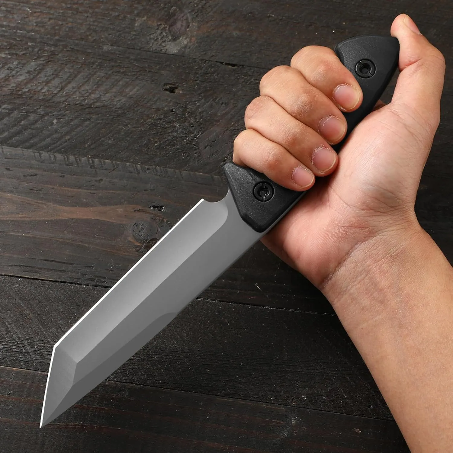 Fixed Blade Knife, Tanto Knife Fixed Blade with Sheath Tactical Sharp Full Tang Outdoor Survival, Versatile for Horizontal, Scout Carry and Vertical Carry