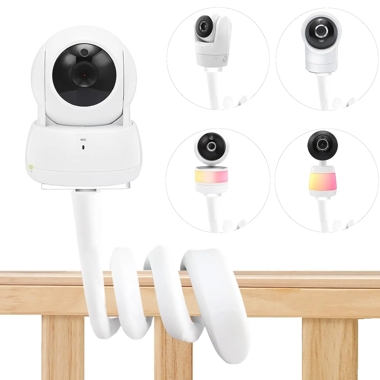 Flexible Baby Monitor Mount Stand Holder Compatible with VTech VM924/ 901/928HD /5263/5755/5764HD /7764HD/5766HD /5263/BM5254/ RM5755/Leapfrog LF920HD/RM7768HD/LF815HD/LF1726FHD Baby Camera