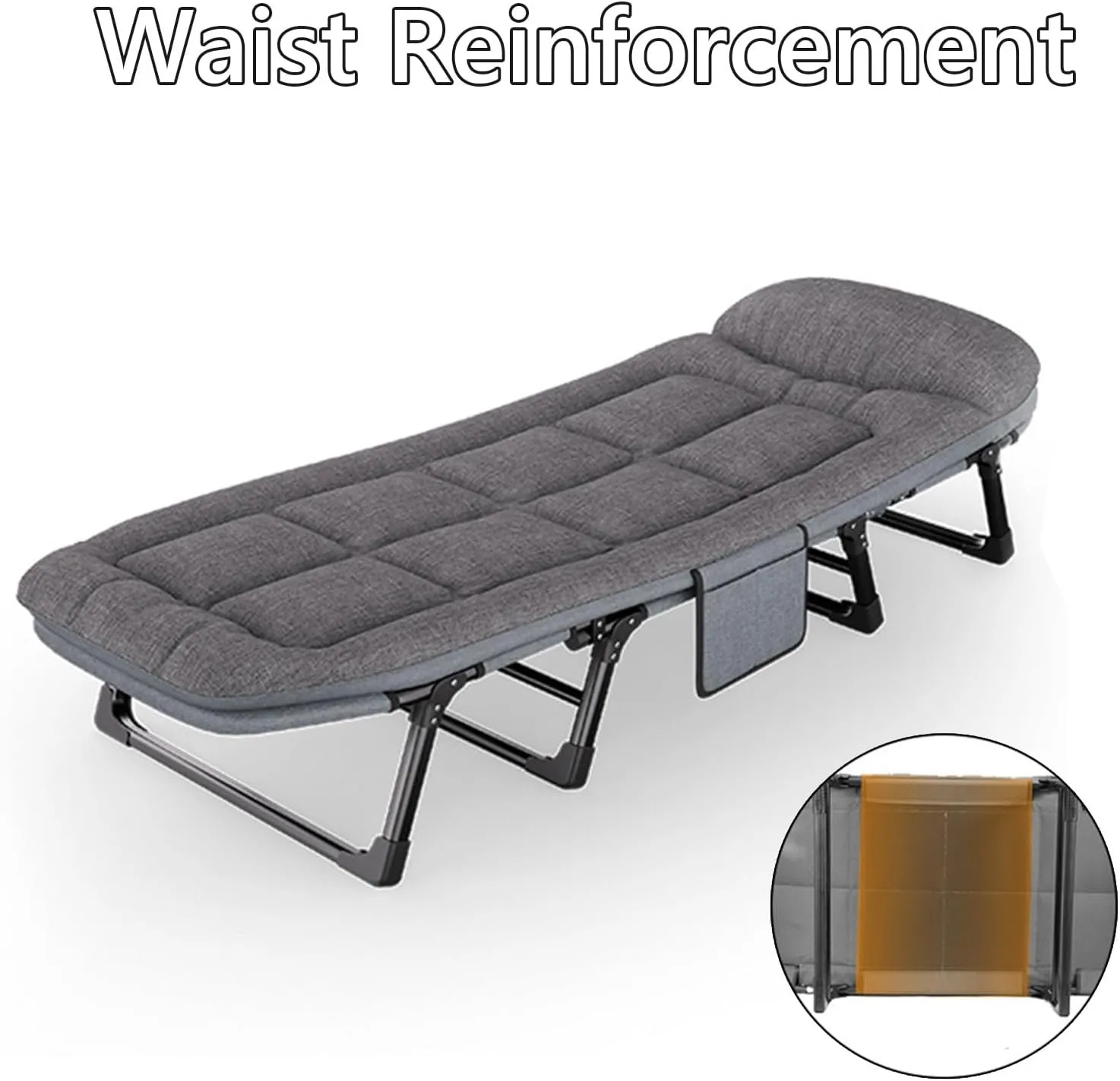Foldable Bed with Mattress Full Size, Comfortable and Breathable Sturdy Structure High Resilience Cotton, Folding Camping Cot, for Home Office Travel(170 * 55CM)