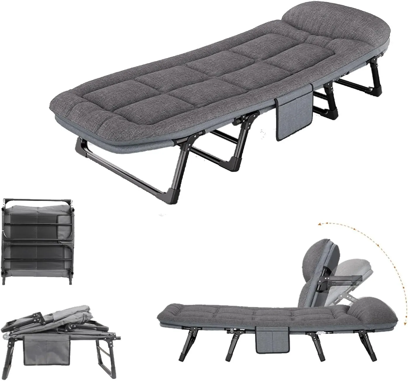 Foldable Bed with Mattress Full Size, Comfortable and Breathable Sturdy Structure High Resilience Cotton, Folding Camping Cot, for Home Office Travel(170 * 55CM)